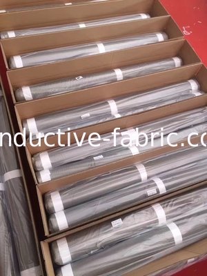 silver conductive fabric stretch knitted