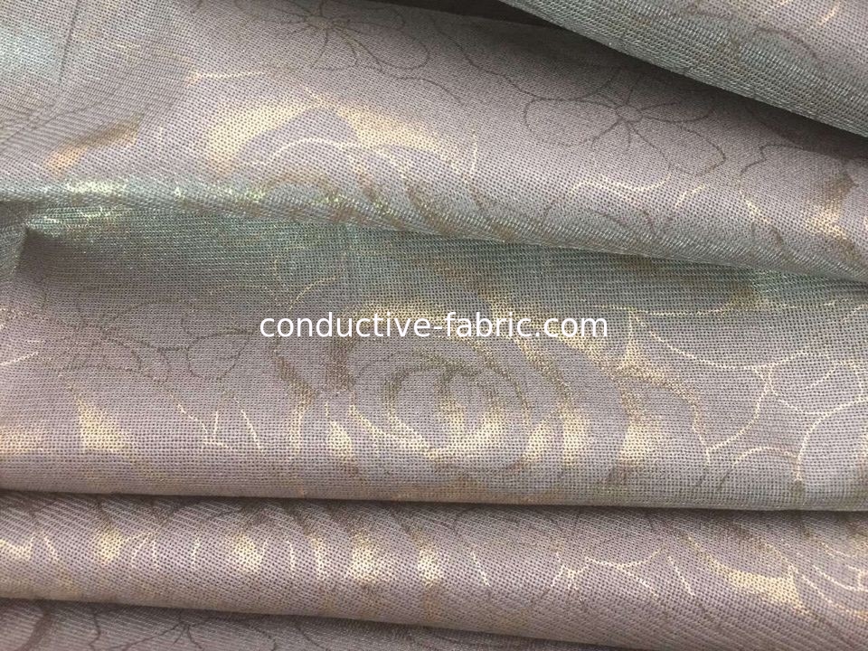 single side 100%silver fiber flower printed anti radiation fabric